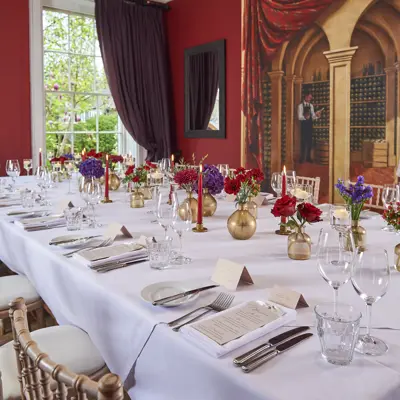 A beautifully arranged formal dinner table.