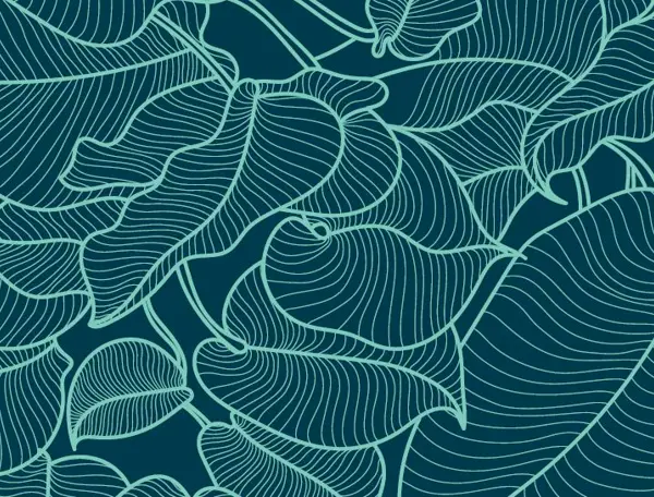 Pattern of blue and white leaves.