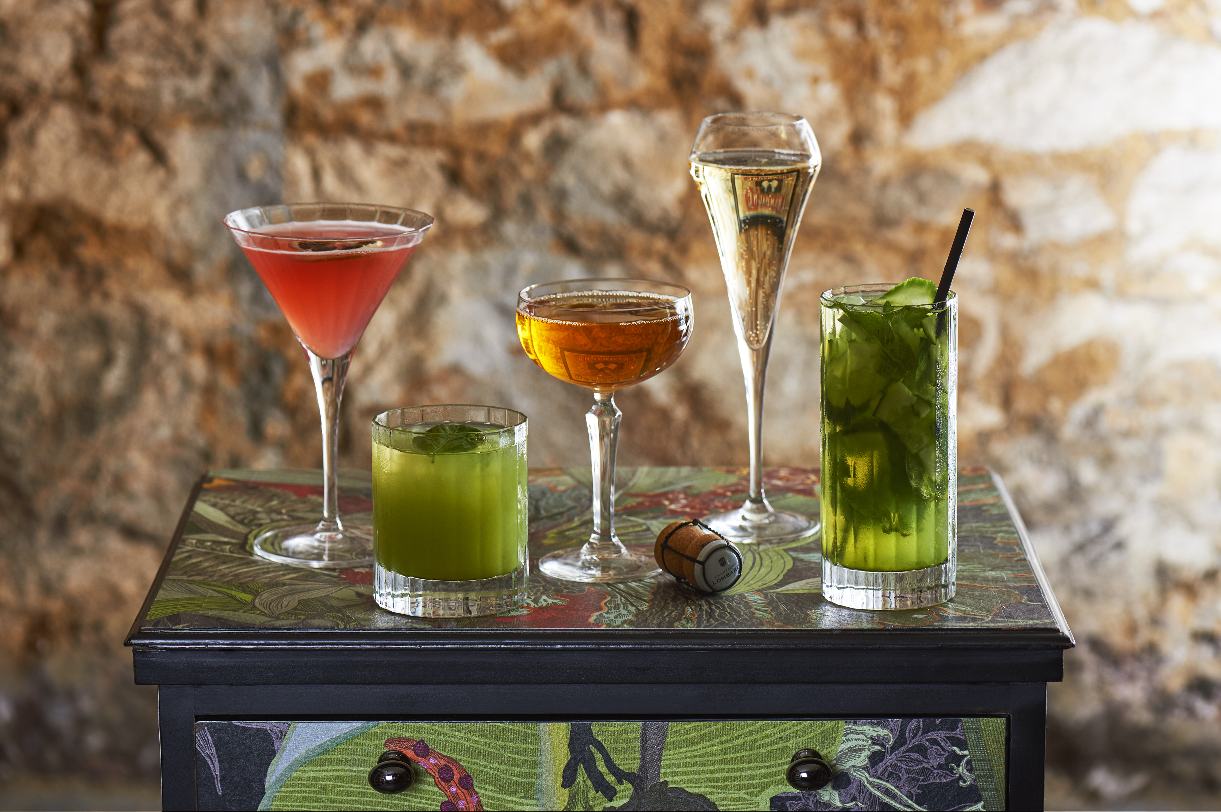 An array of cocktails available at One Devonshire Gardens