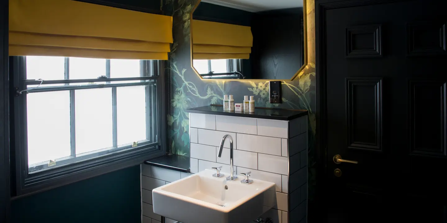 Bathroom featuring a sink and mirror.