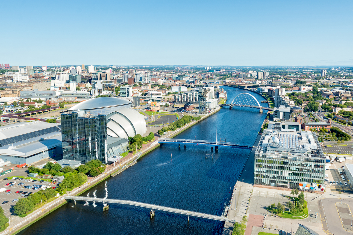 River Clyde flowing through the city alongside the Clyde Arc